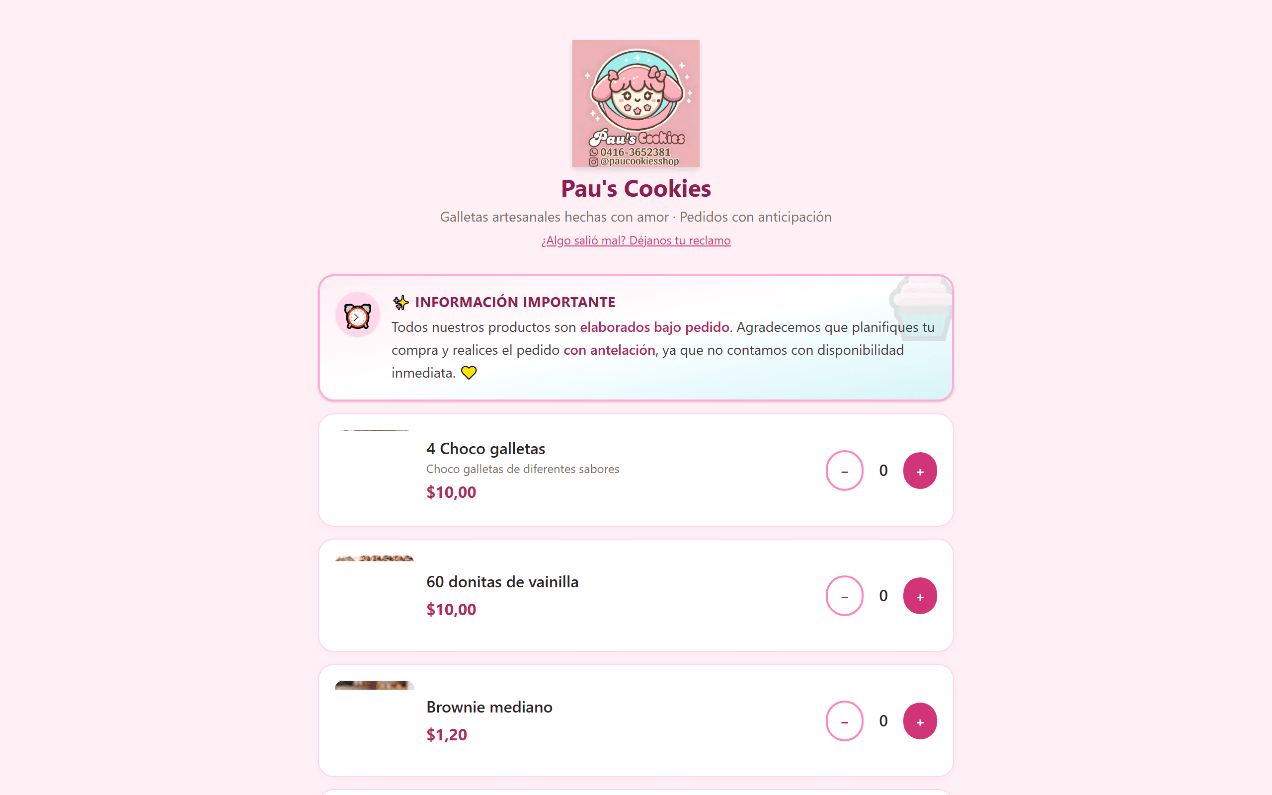 Captura del proyecto Pau Cookies